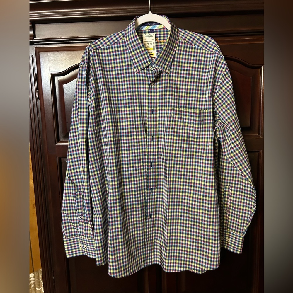 Alan Flusser Colorful Check Flip Cuff Button-Down Shirt XL‎